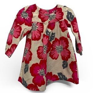 OshKosh B'gosh Pink and Red Long Sleeve Floral Girls Dress 18 Months Like New